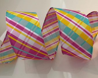 2.5" Multicolor Plaid Wired Ribbon - Perfect for Gift Wrapping, Wreaths, Decor and Much More!