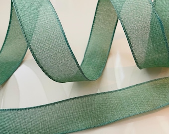 1.5” Sage Green Wired Ribbon - Sold By The Yard