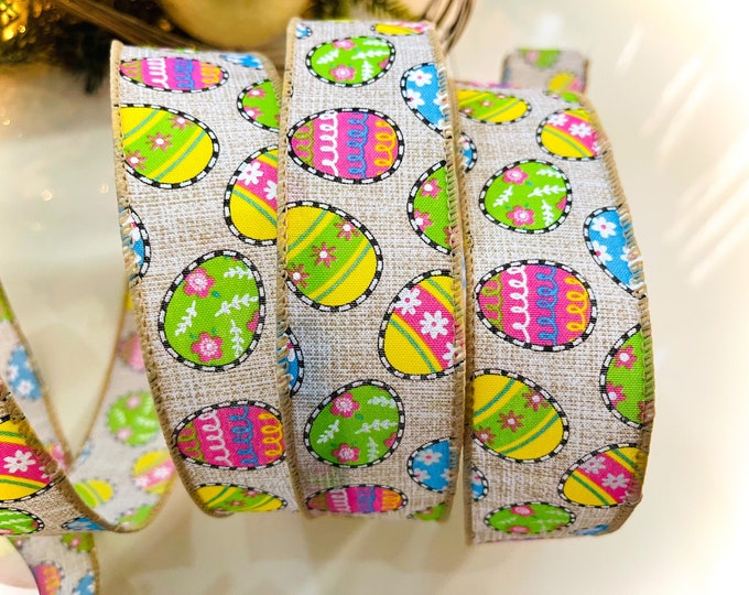 1.5” Easter Egg Wired Ribbon #304 - Sold By The Yard