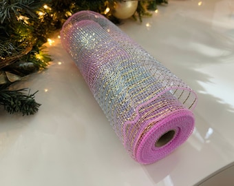 Metallic Pastel Colors Deco Poly Mesh - 10 Yard Roll x 10” Wide