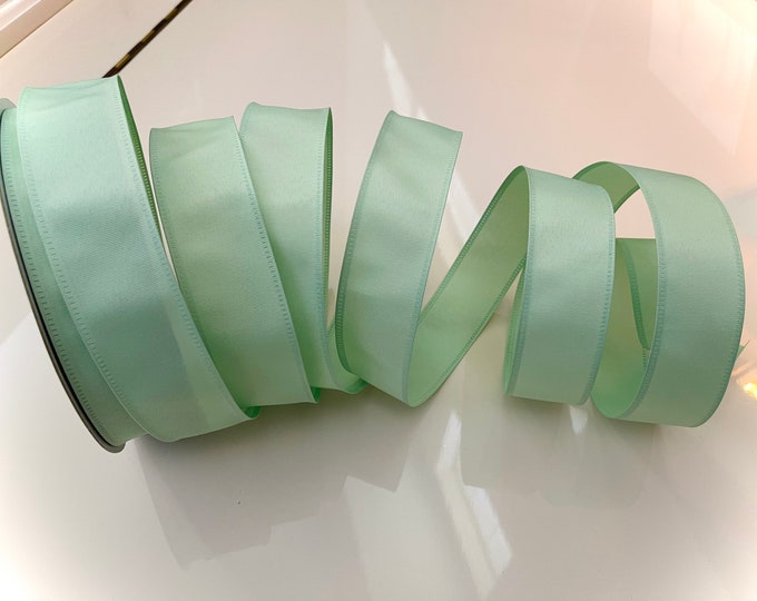 1.5” Minty Green Wired Ribbon - Sold By The Yard