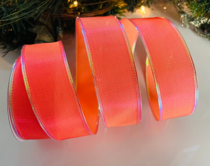 10 Yard Roll - 1.5” Two Tone Pretty Peach Shiny Wired Ribbon #141
