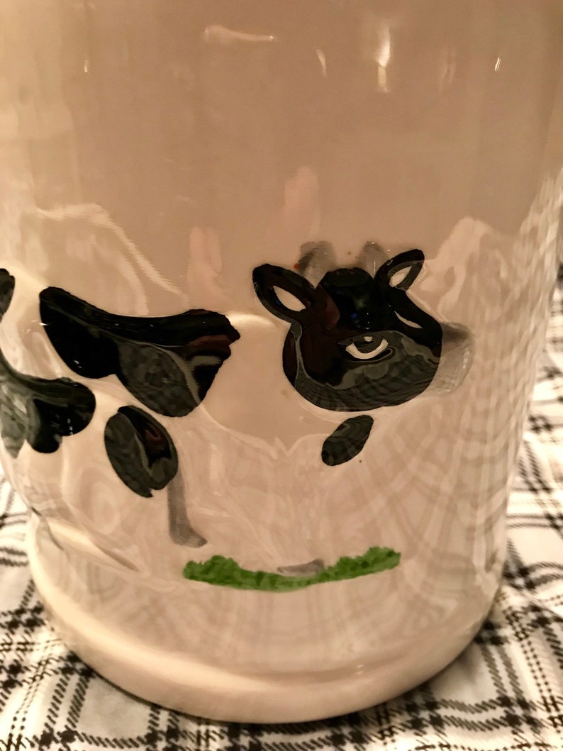 Vintage Black & White Cow Cookie Jar Etsy