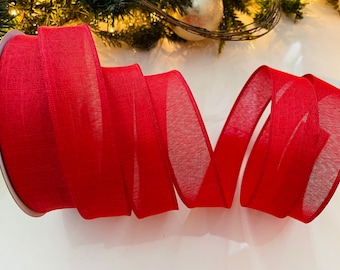 1.5” Red Wired Ribbon - Sold By The Yard