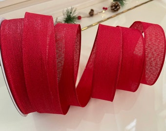 1.5” Metallic Red Wired Ribbon #557 - Sold By The Yard