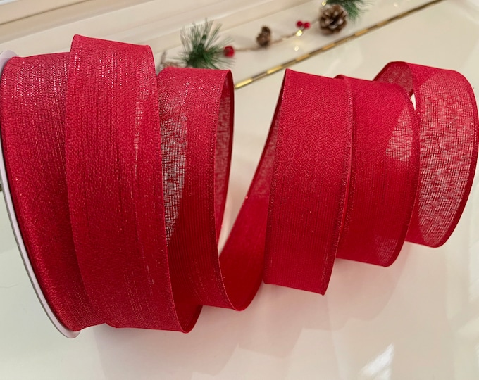 1.5” Metallic Red Wired Ribbon #557 - Sold By The Yard
