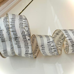 2.5” Wired Music Note Sparkle Ribbon - Sold by the yard