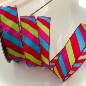 1.5” Striped Shimmer Wired Ribbon: Multi Color #429 - Perfect for Gift Wrapping, Wreaths, Decor & Much More!