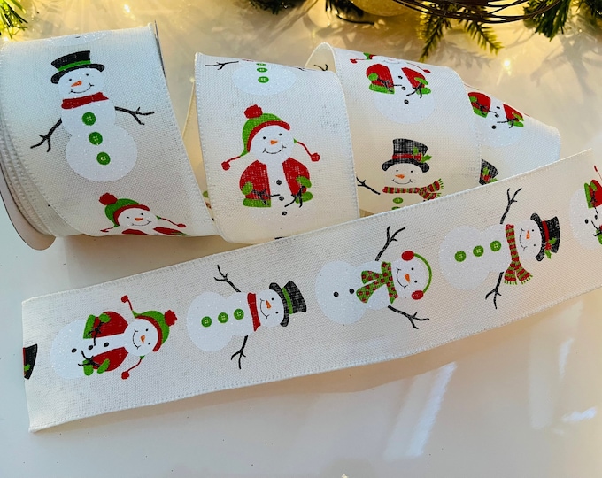 2.5" Sparkly Snowman Wired Ribbon - 10 Yard Roll