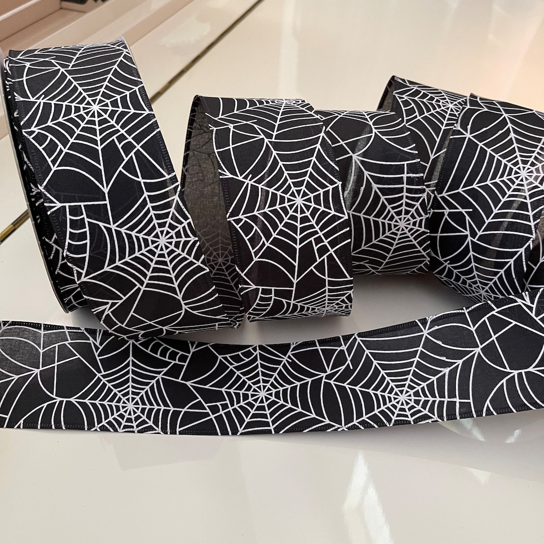 Spider Ribbon 2.5” Spider Web Halloween Wired Ribbon #762 - Sold by the Yard - Etsy