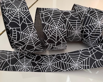 2.5” Spider Web Halloween Wired Ribbon #762 - Sold By The Yard
