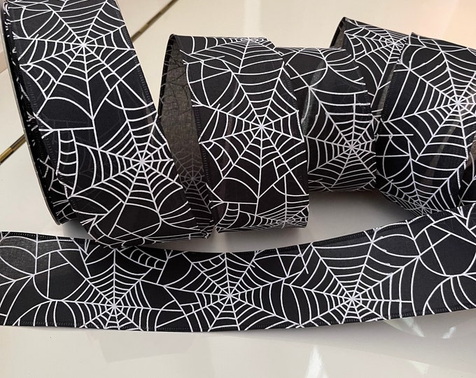 2.5” Spider Web Halloween Wired Ribbon #762 - Sold By The Yard