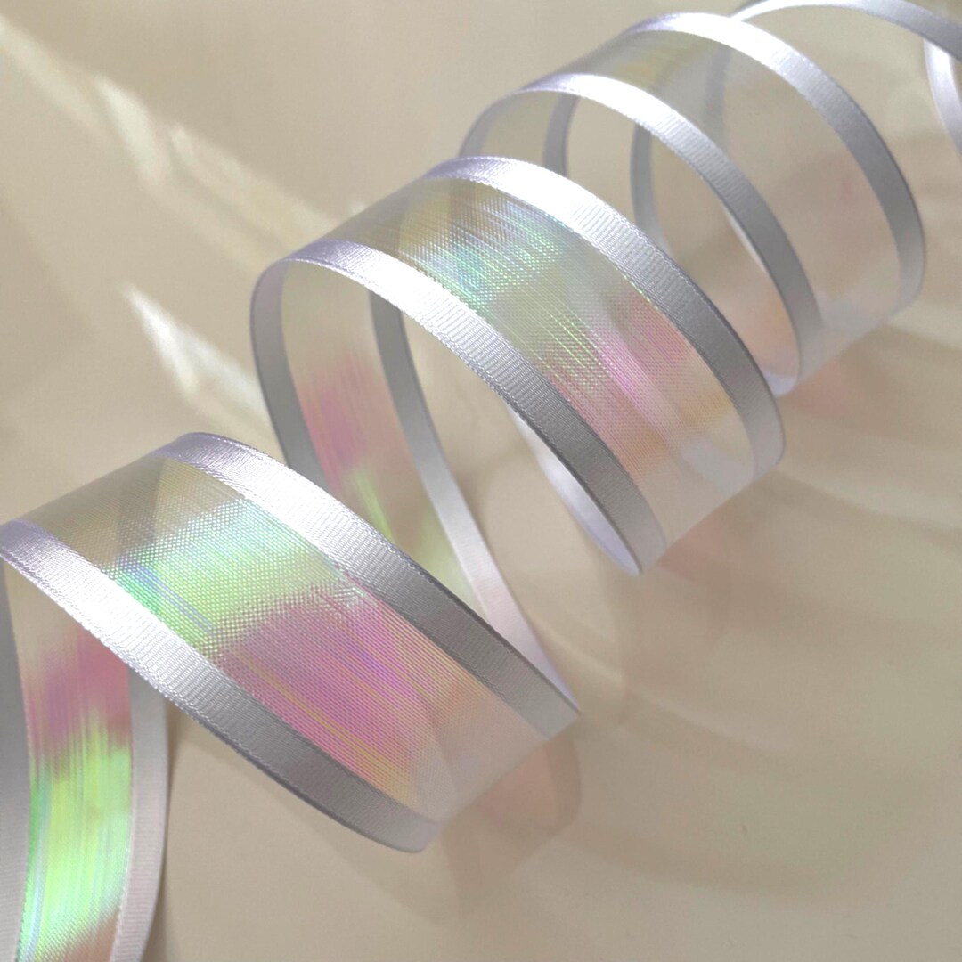 1.5” White Wired Ribbon With Iridescent Sheer Center #761 - Etsy