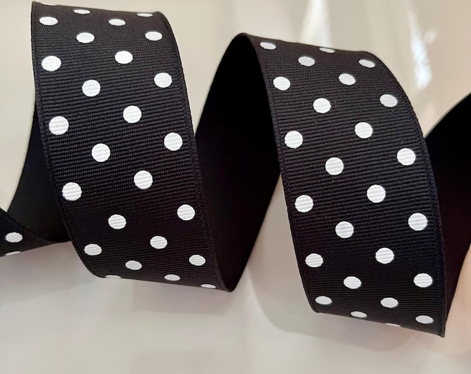 1.5” Black & White Polka Dot Wired Ribbon