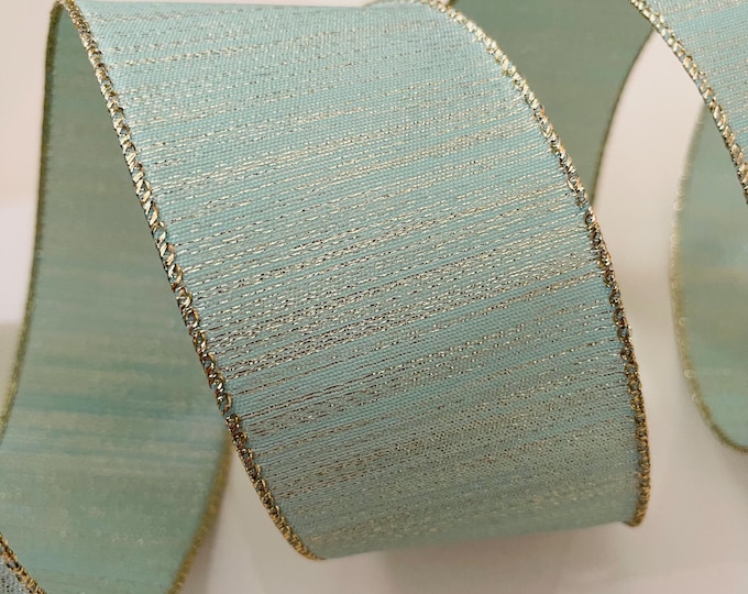 2.5” Green & Gold Wired Ribbon