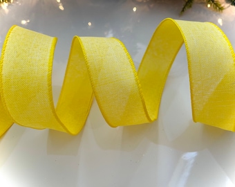1.5” Solid Yellow Wired Ribbon #3035 - Sold By The Yard
