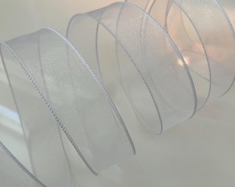 1.5” Sheer White Wired Ribbon