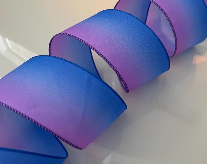 2.5” Purple & Blue Ombre Wired Ribbon