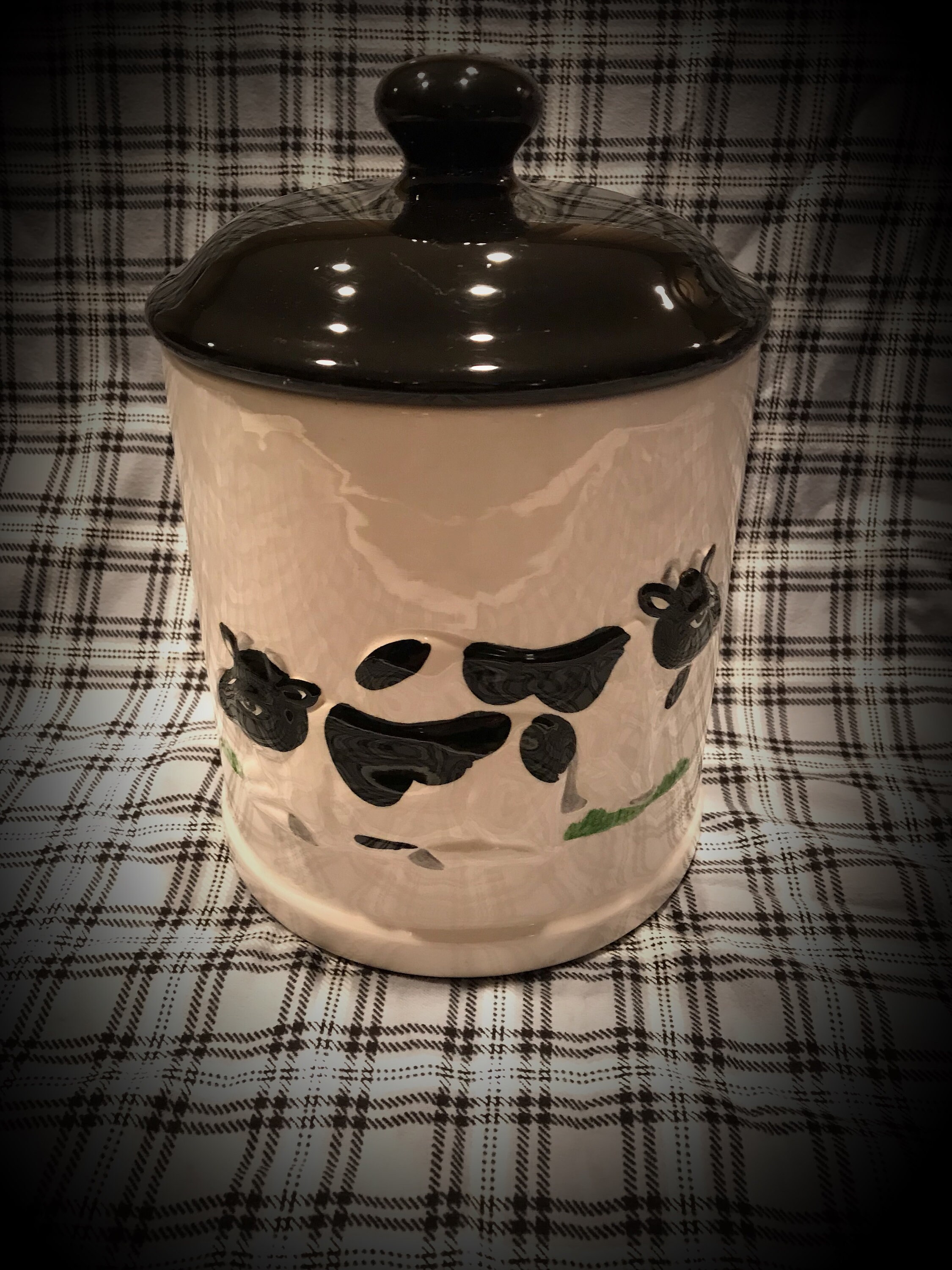 Vintage Black & White Cow Cookie Jar Etsy