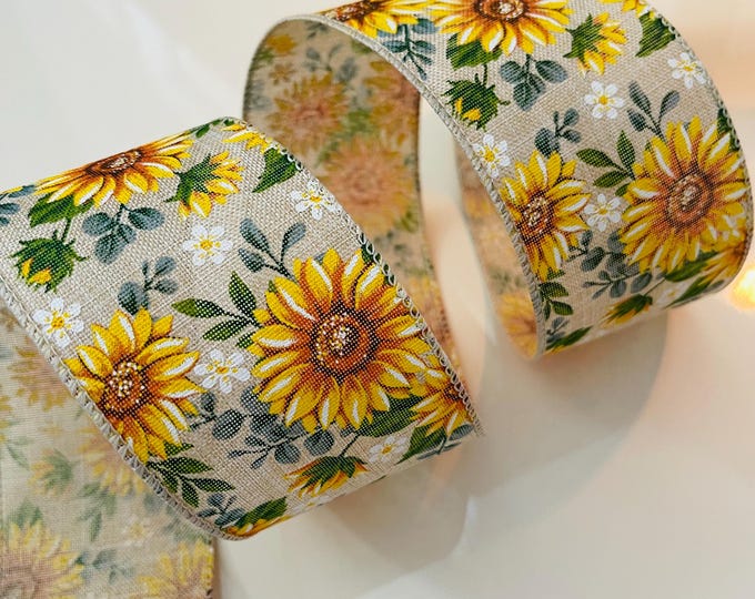 2.5" Sunflower Wired Ribbon