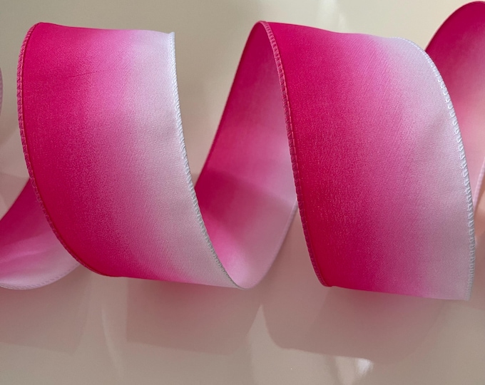 2.5” Pink & White Ombre Wired Ribbon #649