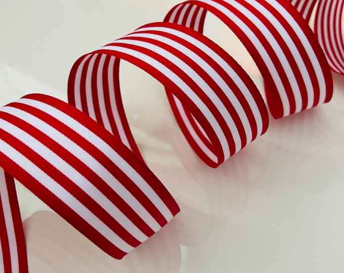 1.5” Red & White Striped Wired Ribbon