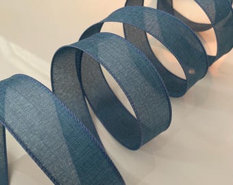 1.5” Blue Wired Ribbon - Sold By The Yard