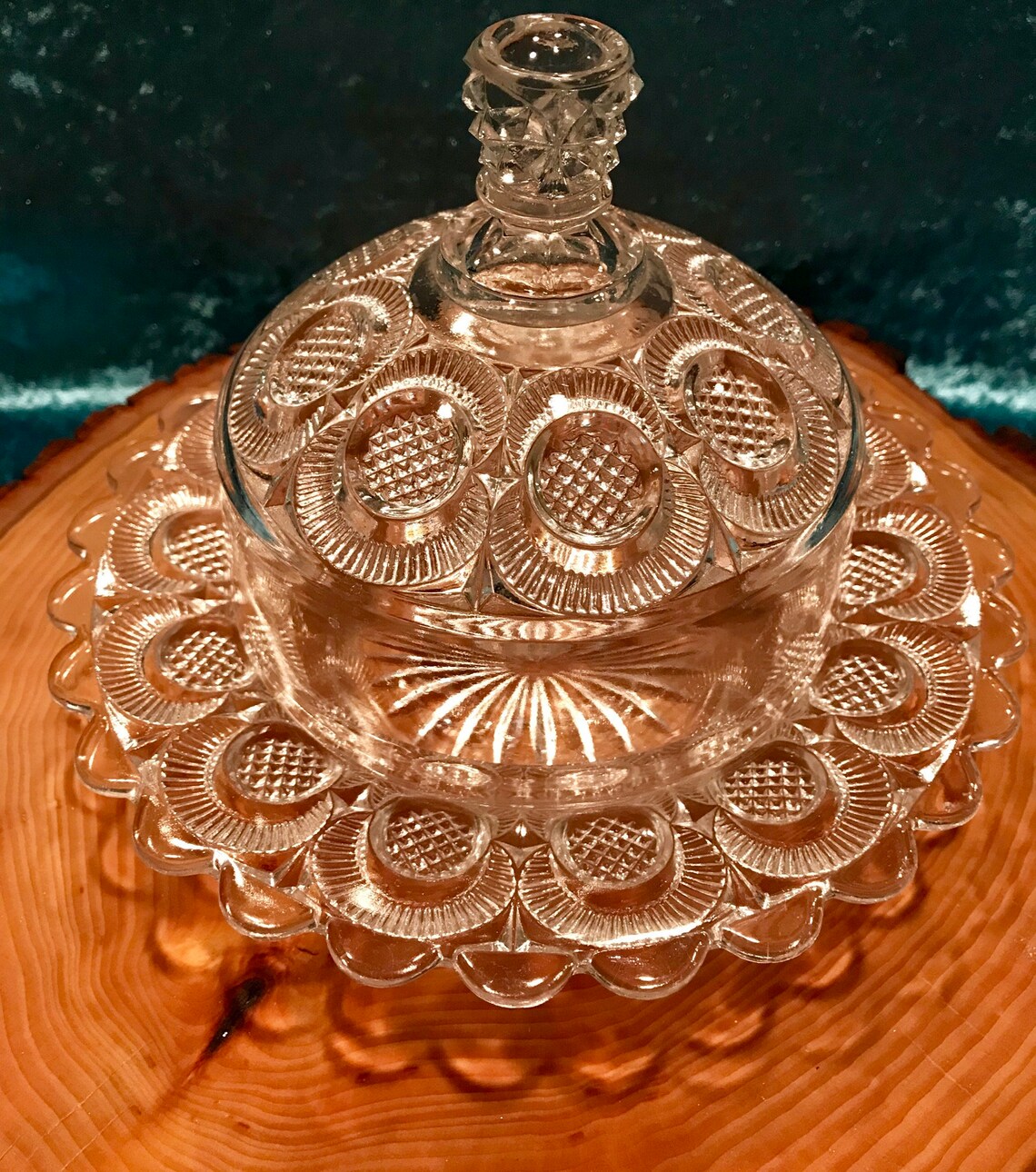 Round Glass Vintage Cheese Dish / Butter Dish With Lid Etsy