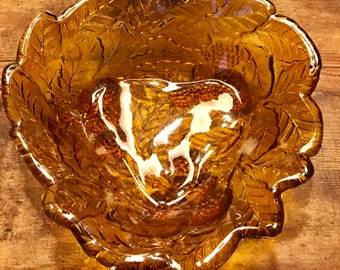 Amber Glass Vintage Candy Dish