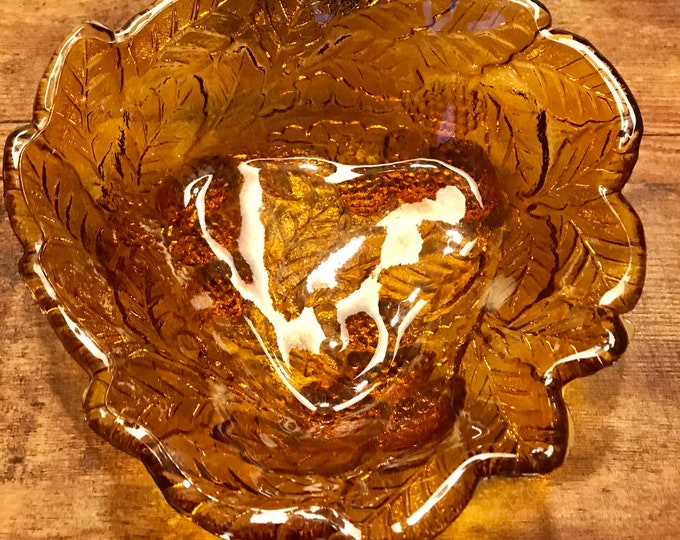Amber Glass Vintage Candy Dish