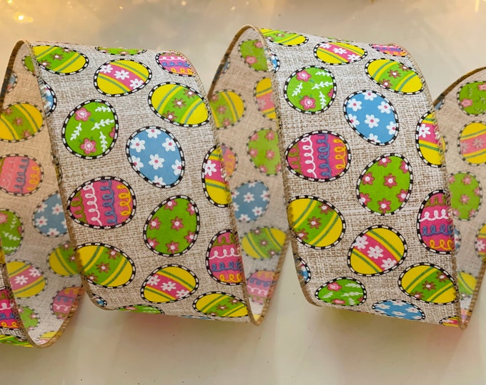 2.5” Easter Egg Wired Ribbon # 703 - Sold By The Yard