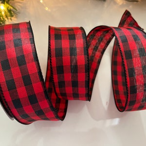 1.5&quot; Red & Black Gingham Wired Ribbon #117 - 10 Yard Roll