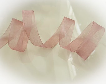 0.75" Sheer Pink Ribbon / This Ribbon Is Not Wired