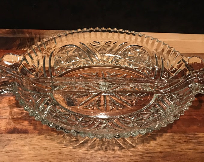 Vintage Oblong Pressed Glass Divided Dish