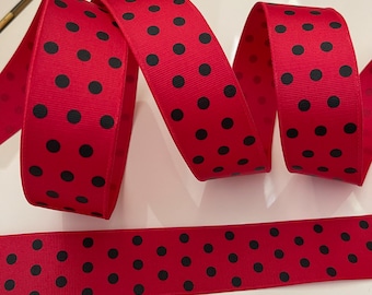 1.5” Red & Black Polka Dot Wired Ribbon