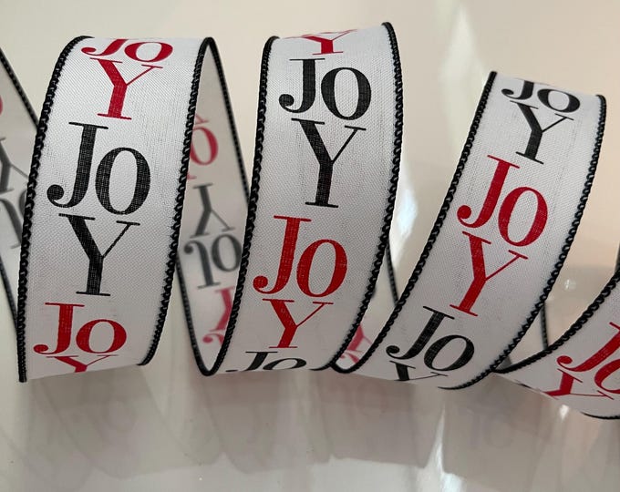 1.5” Red & Black “ Joy “ Wired Ribbon