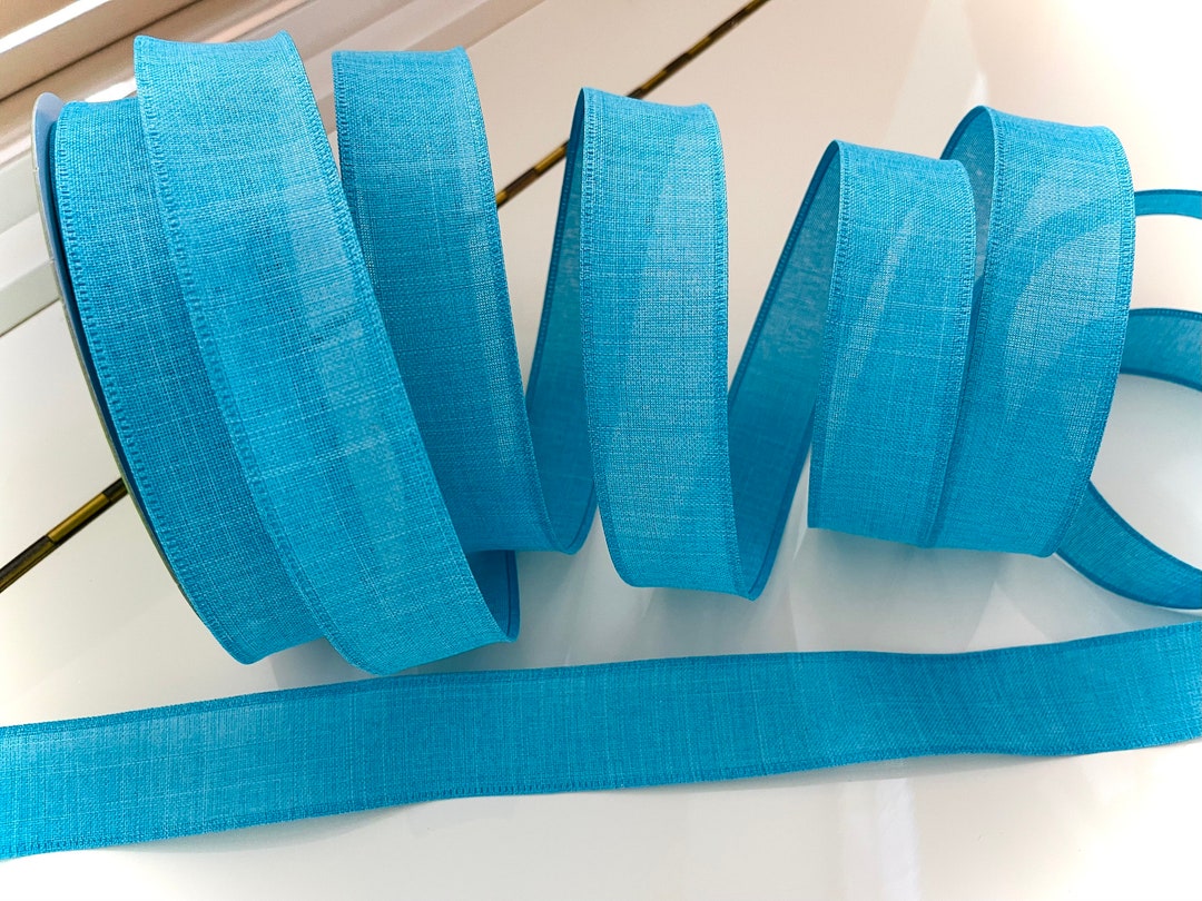 Turquoise Ribbon Line 1.5” Turquoise Wired Ribbon #388 - Sold by the Yard - Etsy