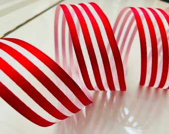 1.5” Reversible Red & Pink Sheer Striped Wired Ribbon - Sold By The Yard #619