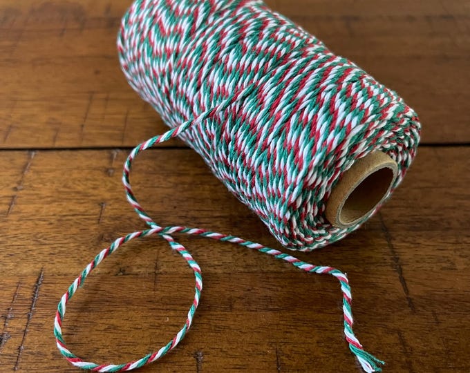 328 Feet - Red, Green, and White Twine - Great for Gift Wrapping & Crafts