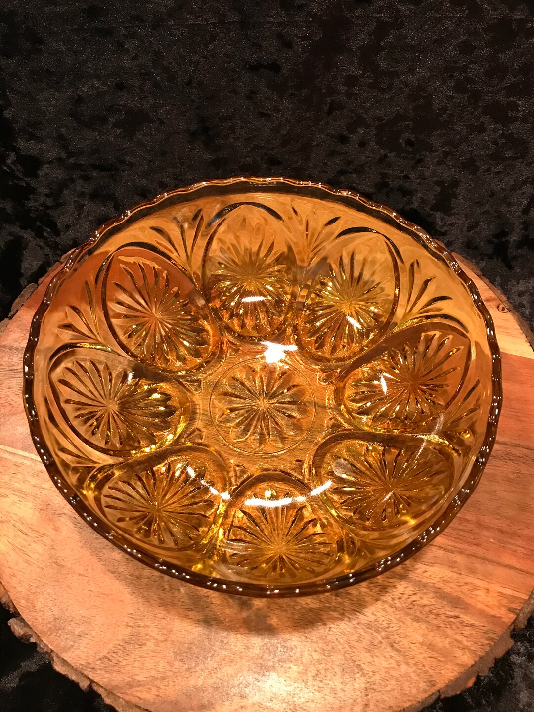 Beautiful Vintage Amber Glass Bowl Etsy