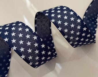 1.5” Blue and White Star Wired Ribbon