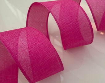2.5” Hot Pink Wired Ribbon - Perfect for Gift Wrapping, Wreaths, Decor & Much More! - Sold By The Yard