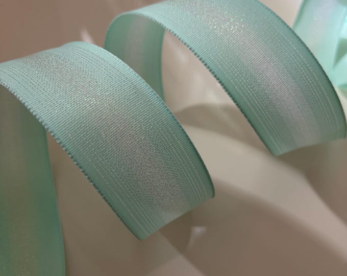 1.5” Minty Green Wired Ribbon With Iridescent Center