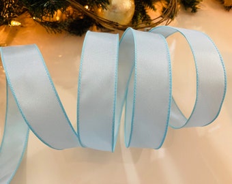1.5" Light Blue Glitter Misted Wired Ribbon - Perfect for Gift Wrapping, Wreaths, Decor & Much More! #249 - Sold By The Yard
