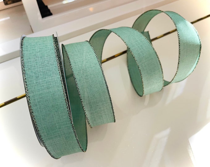 1.5” Minty Green Wired Ribbon #96 - Sold By The Yard