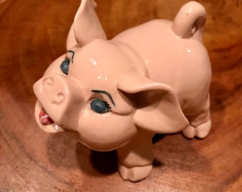 Vintage Ceramic Pink Pig Figurine