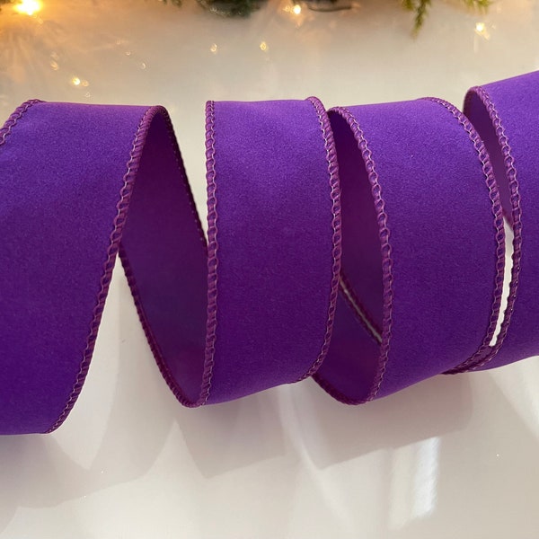 1.5" Purple Velvet Wired Ribbon #114