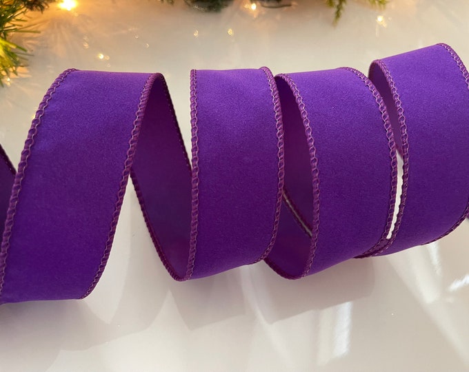 1.5" Purple Velvet Wired Ribbon #114 - 10 Yard Roll