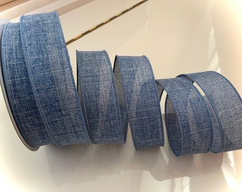 1.5” Light Denim Blue Wired Ribbon #251 - Sold By The Yard