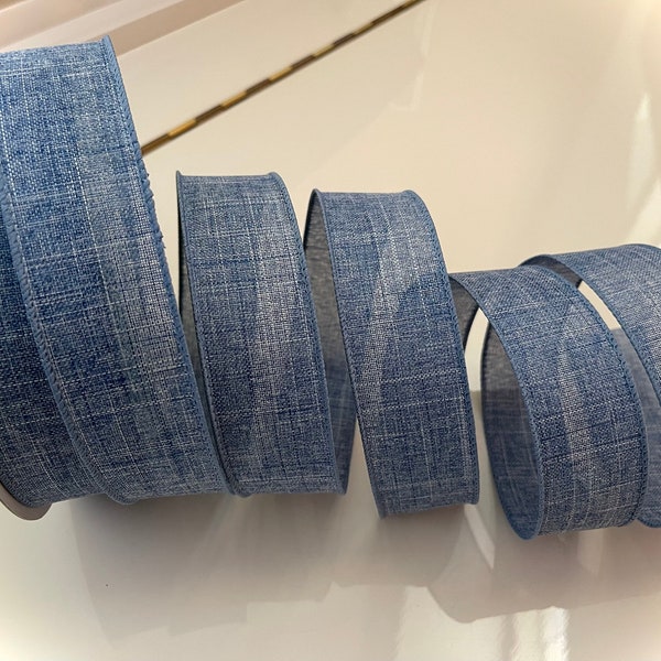 1.5” Light Denim Blue Wired Ribbon #251